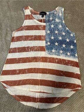 Signature Studio Distressed Stars & Stripes Tank Top in Blue, Red & White